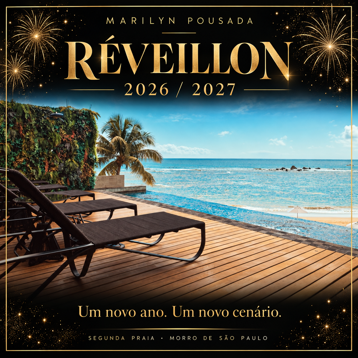 Arte da campanha Réveillon da Marilyn Pousada